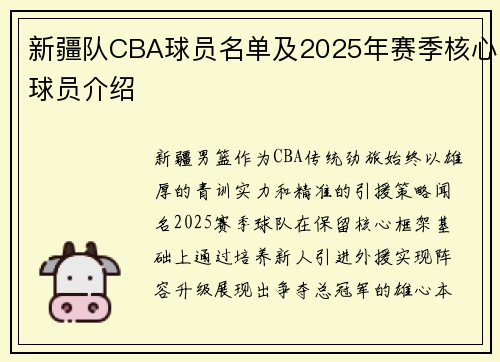 新疆队CBA球员名单及2025年赛季核心球员介绍